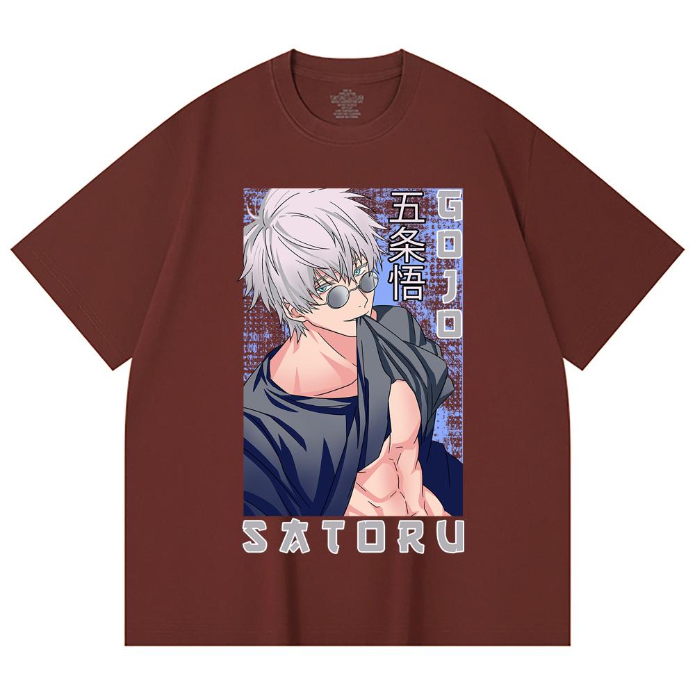 230 Gsm 100% Cotton Jujutsu Kaisen V23 Gojo Print Unisex Heavy Cotton T Shirt