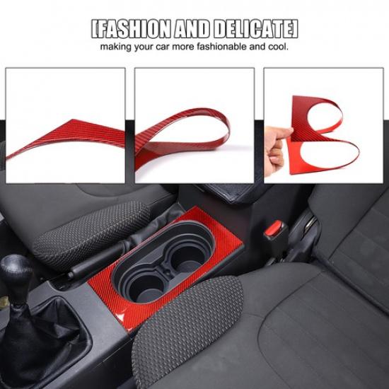 Red Carbon fiber Center Cup Holder Trim Sticker For Nissan Frontier 2005-
