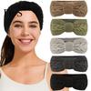 Twist Knit Ear Warmer Knitting Headband Solid Color Texture Bow Hair Band Decoration Elastic Thickened Plush Lining