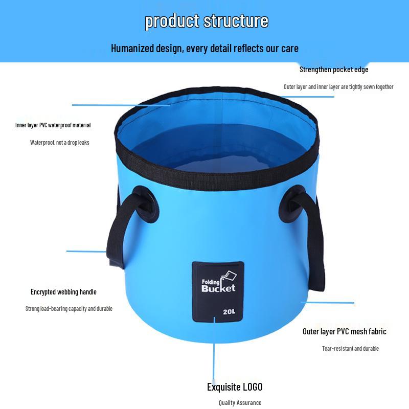 Multipurpose Outdoor PVC Folding Bucket for Water Storage, Fishing, Car Wash, and More