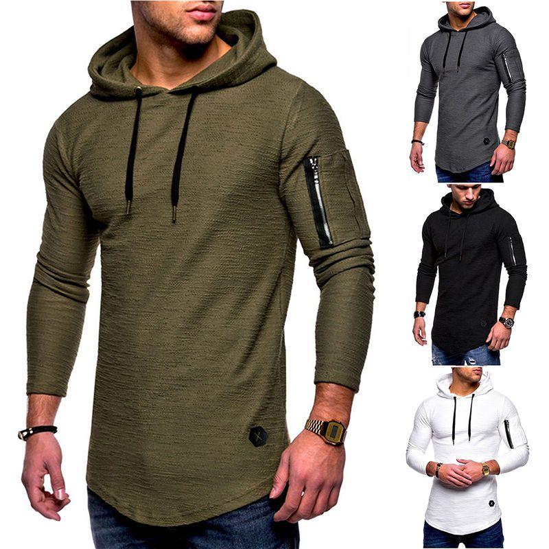 Slim Gym Mens Fit Hoodie Long Sleeve Muscle Tee Tshirt Tops Sweatshirt Blouse