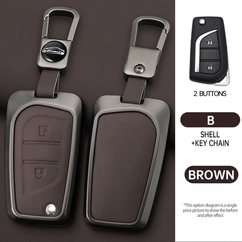 

2 3 4 Buttons Car Key Case Cover For Toyota Hilux Corolla Avensis Prado Fortuner Rav4 Zinc Alloy Leather Flip Remote Protection