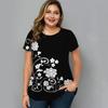 Summer Round Neck Floral Graphic 3D Print Top Fashionable Casual Short Sleeved Plus Size Women's T-shirts