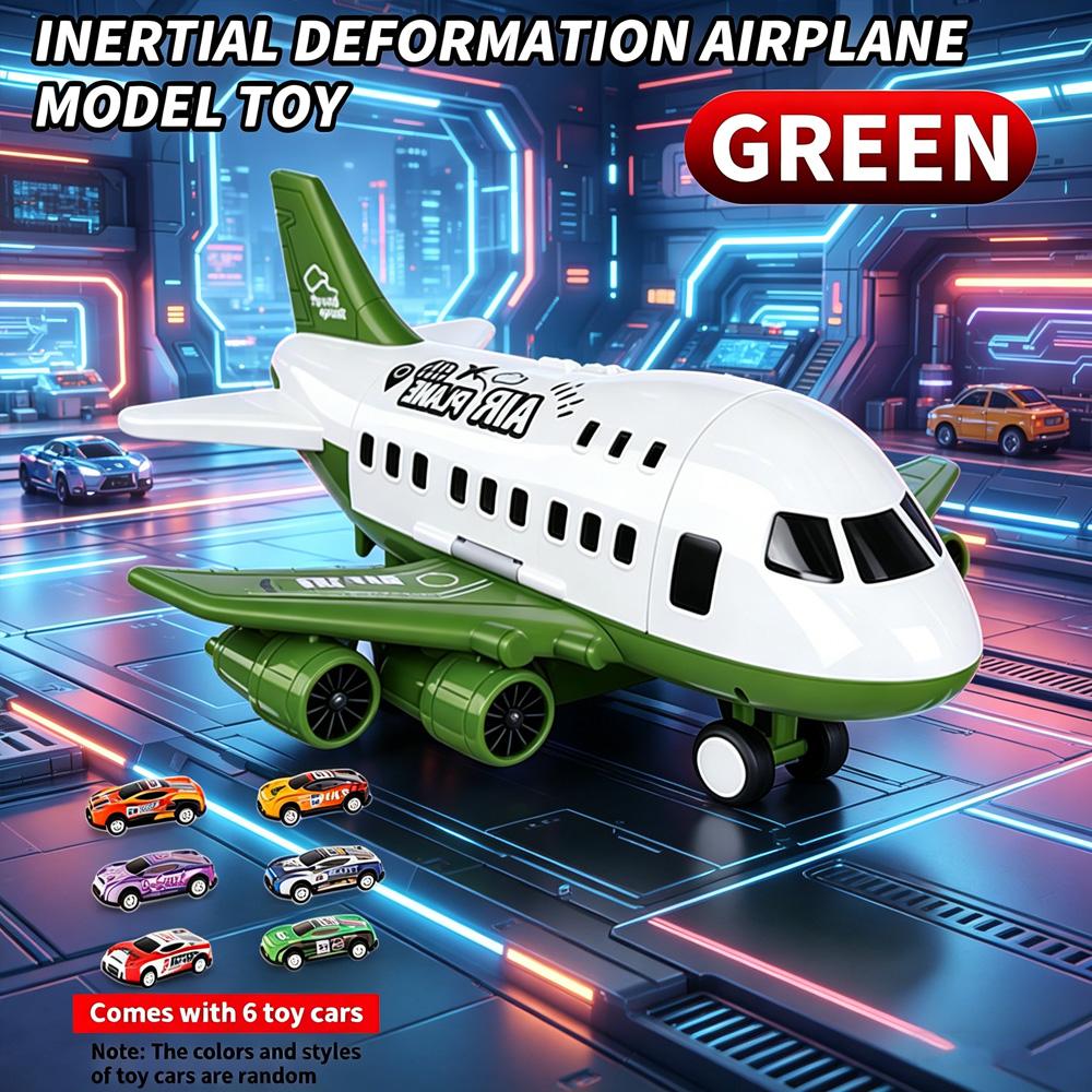 Inertia Drive Big Airplane Toy Set, Simulation Passenger Plane + 6 Small Cars, Universal Gift For Boys And Girls