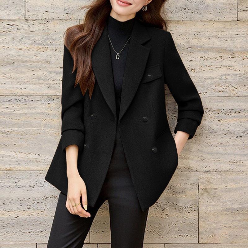 ZANZEA Women Casual Flat Collar Long Sleeve Thin Cardigan Blazer