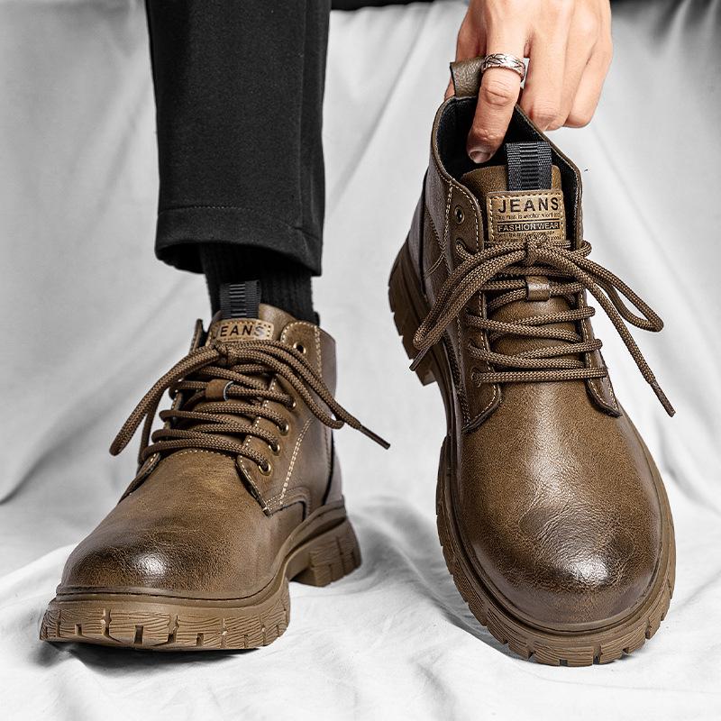 Herrenschuhe Winter neu neu mittelhohe und hohe Martin-Stiefel Herren britische niedrige Freizeitlederschuhe amerikanische Retro-Tooling-Schuhe