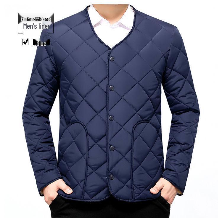 Men's Warm Down Cotton Jacket for Autumn/Winter - Thick Inner Layer, Large Size, Short Jacket for Middle-Aged and Elderly