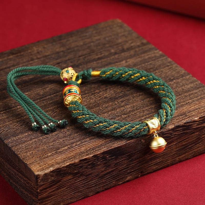 

Тибетская шестислоговая мантра плетеный браслет из красной веревки с подвеской Тханка