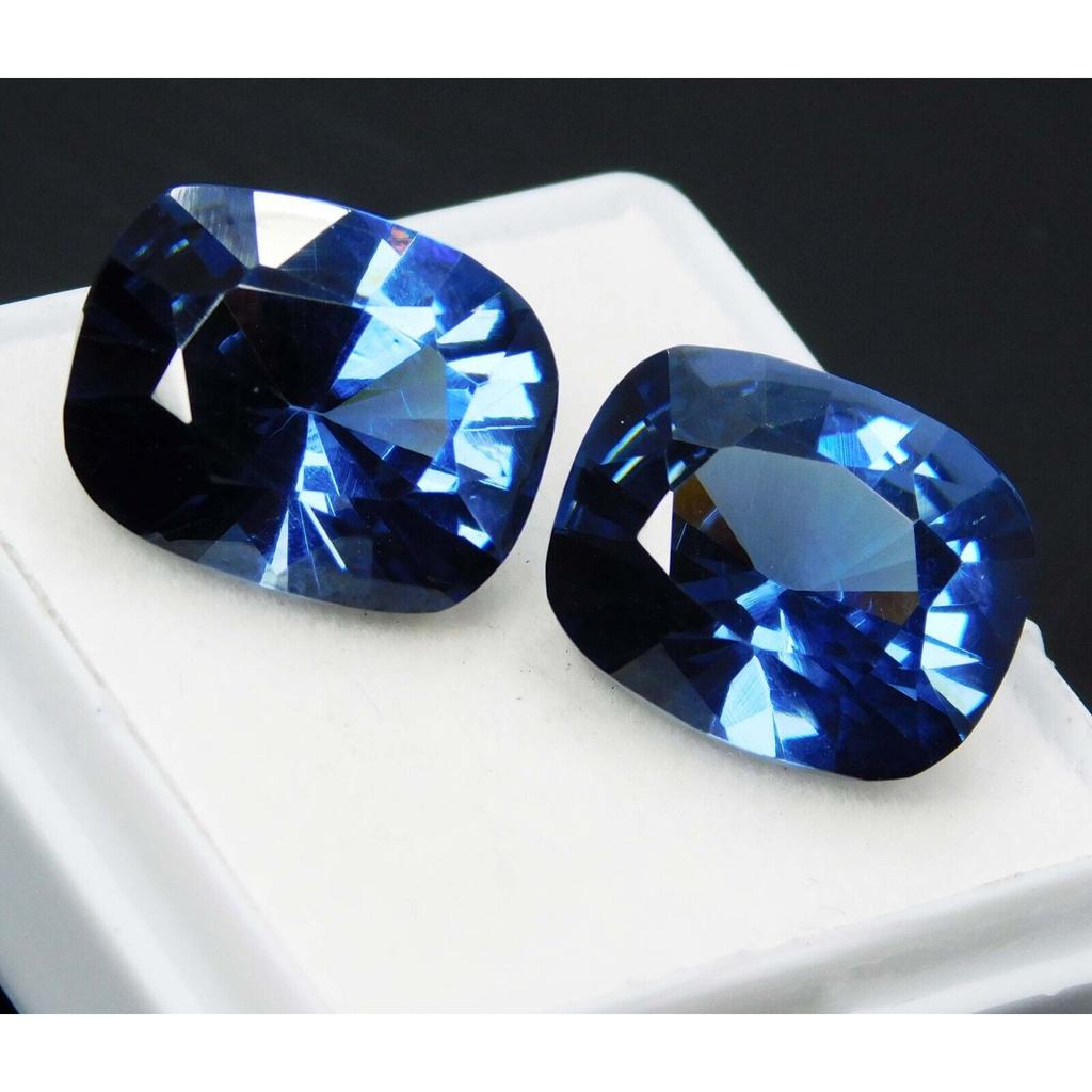16.90 Ct NATURAL Sapphire BLUE Cushion Cut CERTIFIED Loose Gemstone Pair A-5185QQQ