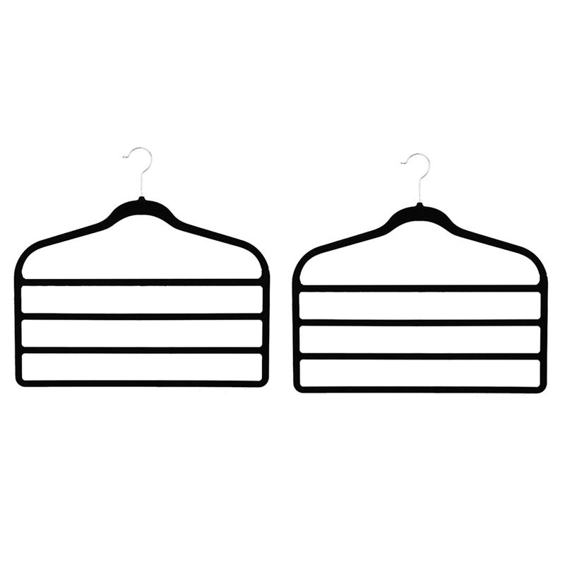 ABMH-Organization And Storage10 Pack Pants-Hangers-Space-SavingCloset-Organizers-And-StorageNon Slip Velvet Hanger чёрный 8780₽