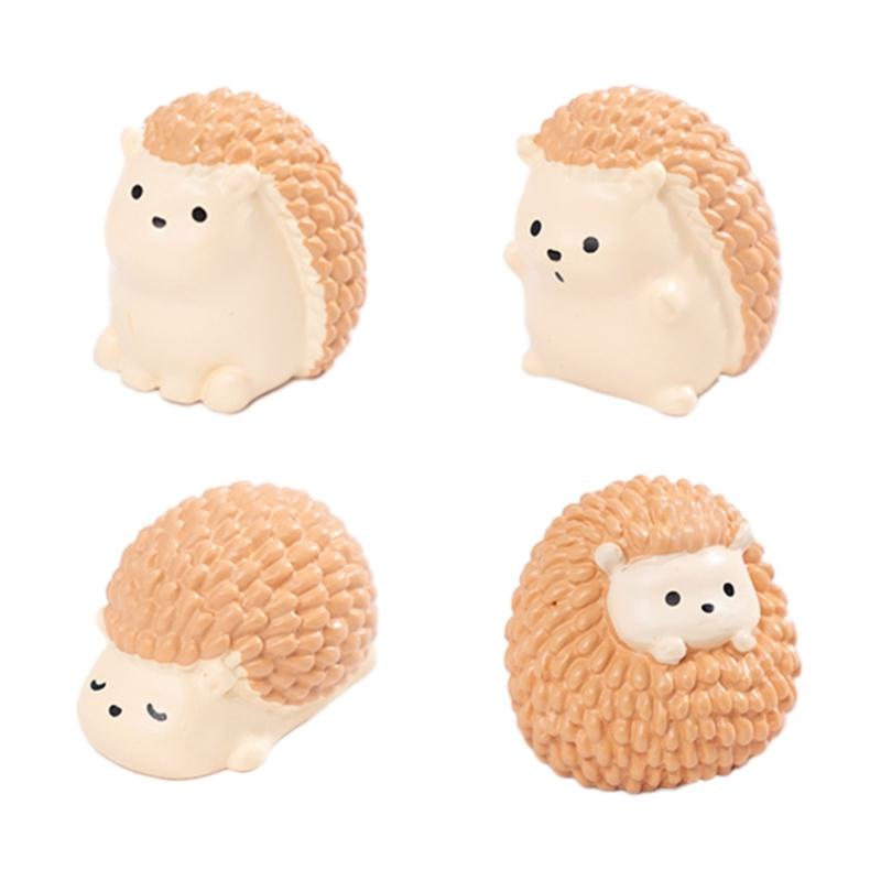 Set of 7 Cartoon Hedgehog Miniature Sculptures Tabletop Ornaments for Garden Landscape Decoration Terrariums Art Gift