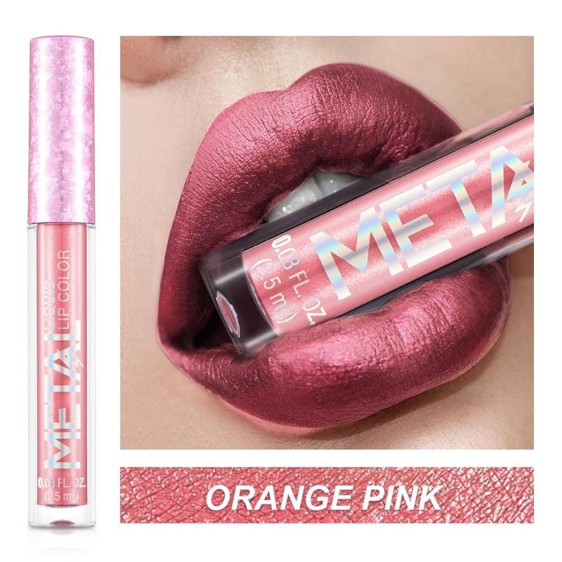 Metallic Liquid Lipstick Lip Gloss with Shimmer Non-Stick Cup Lip Lacquer Makeup