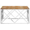  Coffee Table, Silver, Stainless Steel and Solid Reclaimed Wood
