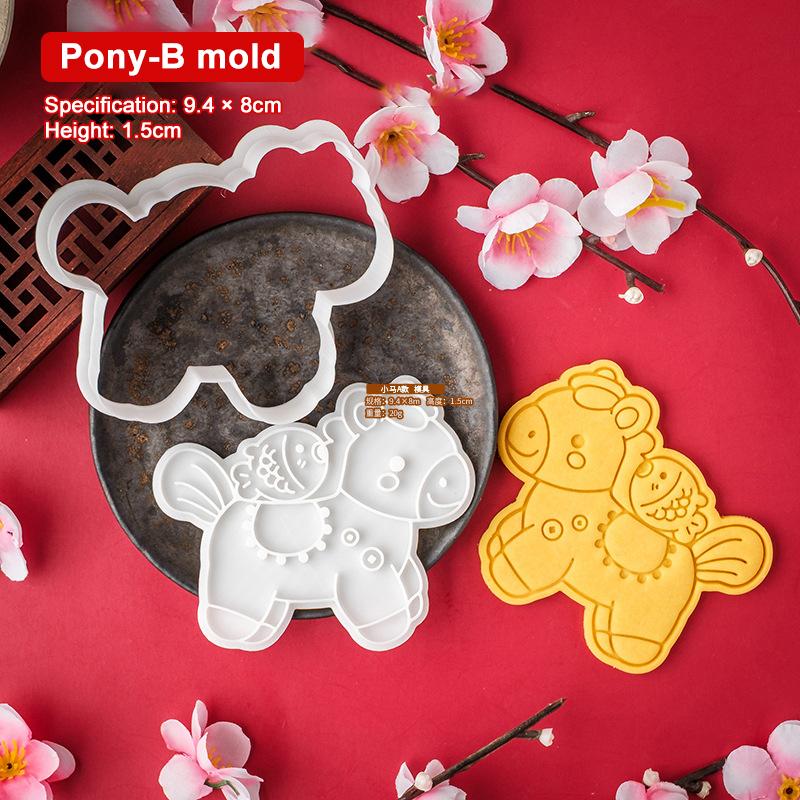 2026 Year Of The Horse Cookie Cutter Plastic Horse Mold For Fondant Biscuits Easy Release Design Diy Cookie Stamp Bakery Tools