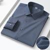 High Quality Modal Linen Business Mens Formal Shirts Long Sleeve  Elastic Solid Comfortable Male Dress Shirt