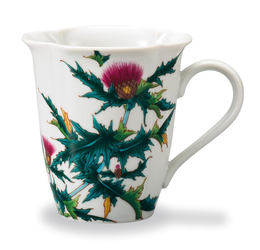 Kutani Ware Iwataya "Japan's Beautiful Four Seasons" Mug, Thistle (September), AP7-5163