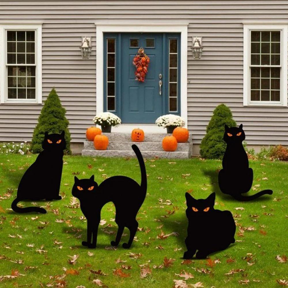 

Metal Cat Metal Statues Iron Art Outdoor Lawn Decoration for Halloween Decoration D