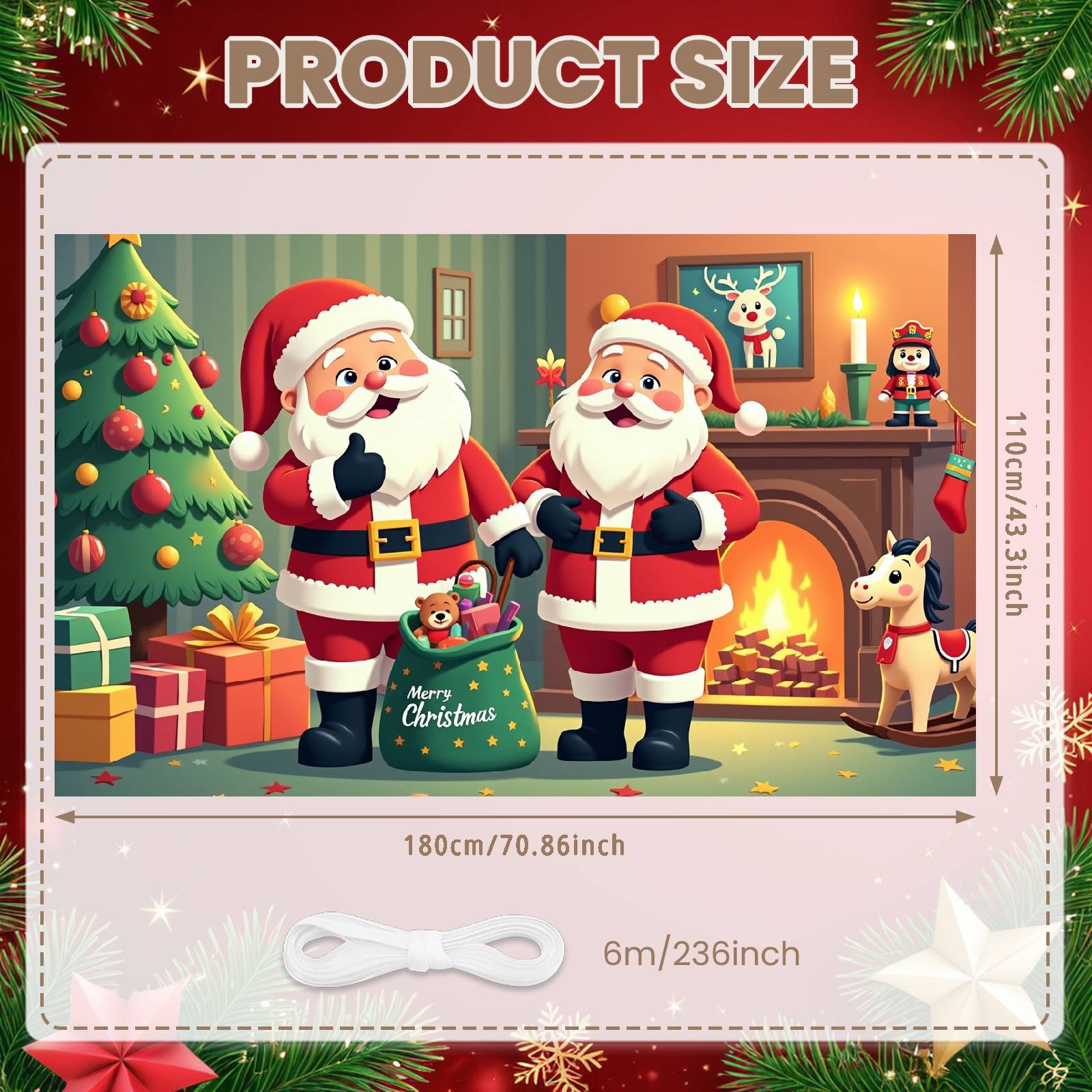 

Santa Claus Banner Holiday Atmosphere Christmas Party Banner Holiday Banner Festive For Christmas Photo Backdrop Christmas
