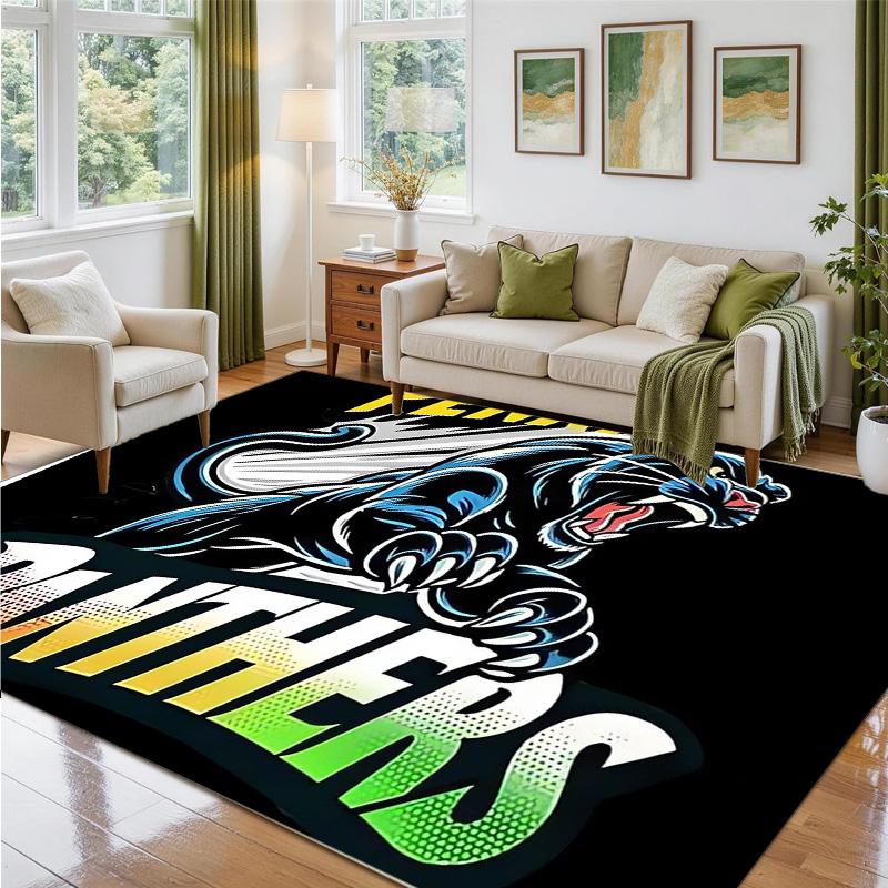 Penrith Panthers Design Crystal Velvet Rug Soft Decorative Mat for Bedroom Entrance