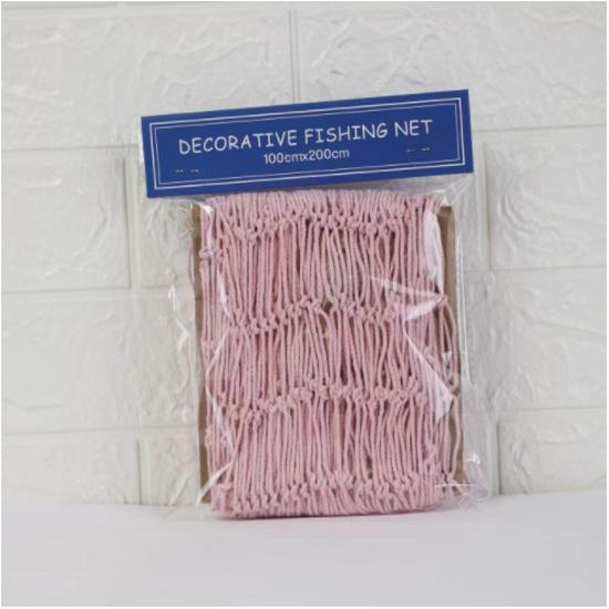 Mediterranean Style Cotton Rope Decorative Fishing Net with Shells for Wall Decor