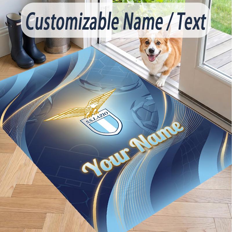 Custom Text Printed Rug Lazio FC Non Slip Floor Carpet For Home Room Decor