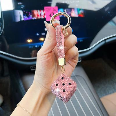 Kreative Diamantseil Würfel Auto Schlüsselanhänger Anhänger Persönlichkeit Voll Diamant Siebbeutel Zubehör Mode Rucksack Geschenke