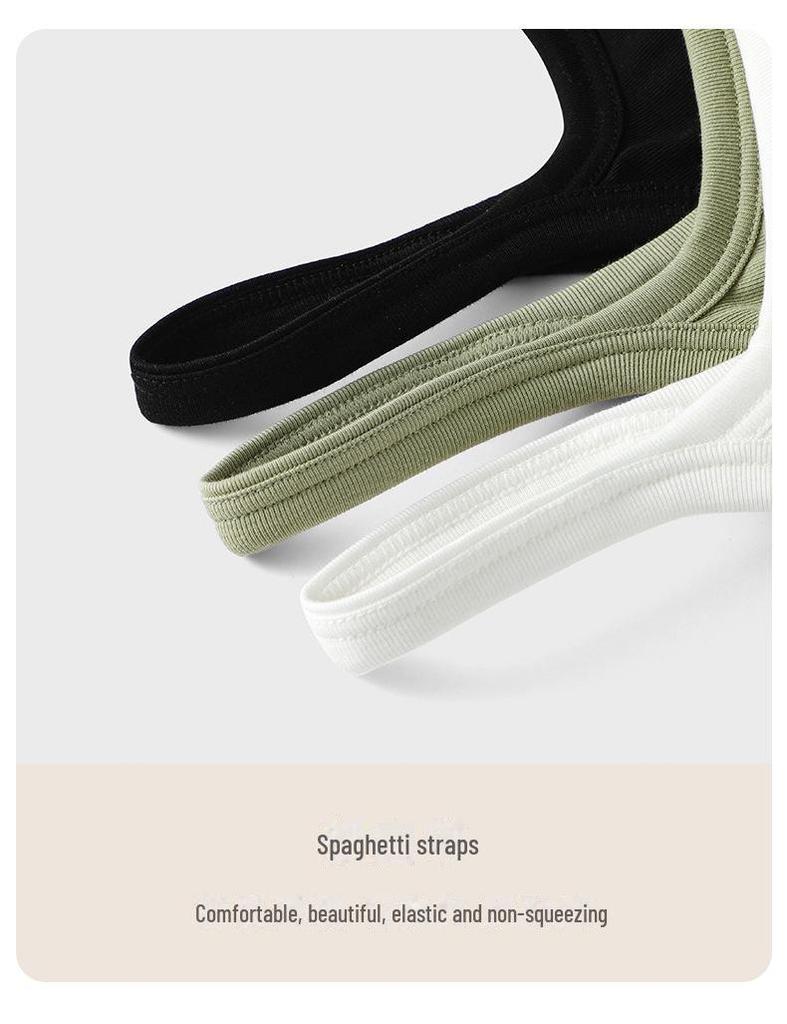 "Women's Summer Black Breathable All-in-One Vest Bra with Chest Pads and Suspenders"