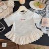 Summer Kids Girls Tees Cotton Lace T-shirt Loose Casual Sweet Short Sleeves Tops Infant Baby Girl Round Collar Tees Children Clothes