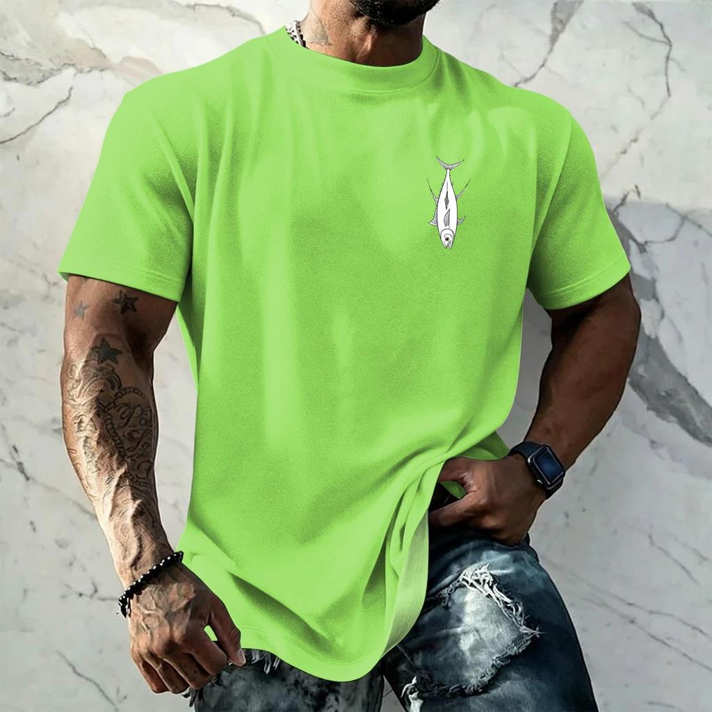 Men's Vintage Texture Printed Short Sleeve T Shirt Loose Fit Casual Summer Daily Wear Top Lightweight Breathable Fabric