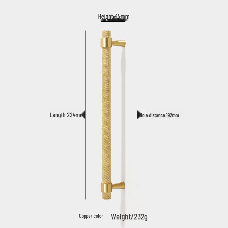 American Style Brass Wardrobe & Cabinet Door Handle - Retro French Copper Design