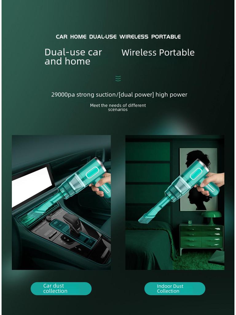 Wireless Portable Handheld Car Vacuum Cleaner with High Suction - Small Mini Dust Blower for Home Use