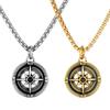 Vintage Compass Pendant Necklace Stainless Steel Disc Necklaces Gold Plated Anti Tarnish Chain Pendants  ALN25123178