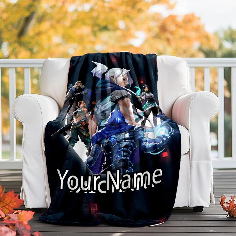 Custom Name Valorant Theme Printed Blanket - Perfect for Couch, Bed, Travel & Outdoor Use | Machine Washable, Cozy & Durable.
