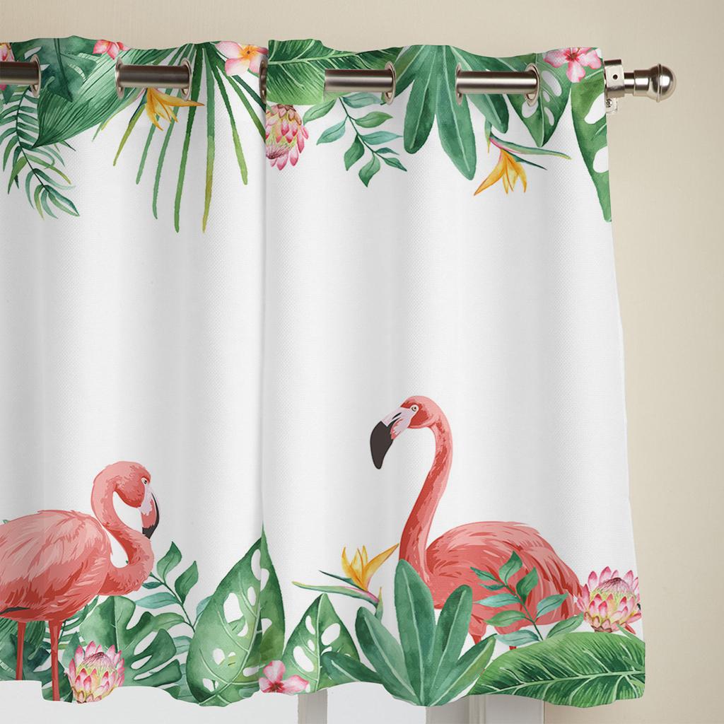 Tropical Plants Flamingos Palm Leaves Curtains for Bedroom Living Room Window Curtain Treatments Blinds Kitchen Decor Drapes