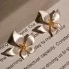 Solid Color Pearl Ear Studs Elegant Flower Earrings Jewelry Fashion Ginkgo Leaf Earrings  Gift