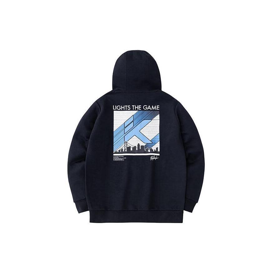 Anta Basketball Series Print Letter Casual Pullover Hoodie Men Tops Black 152411734-3