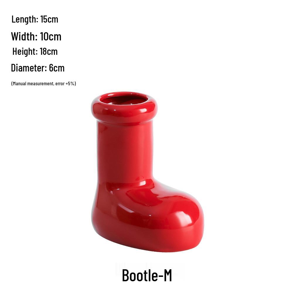 Čínská červená keramická váza ze poloviny století - Novoroční speciální ozdoba pro obývací pokoj nebo svatební aranžmá ze sušených květin