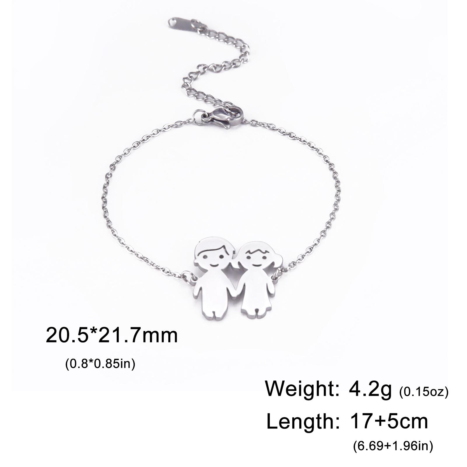 

Teamer Cute Family Bracelets Girl Boy Stainless Steel Charm Bracelet Bangle for Daughter Son Sister Brother Couple Gifts Jewelry