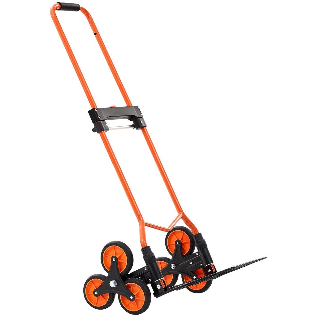 Stair Climbing Cart, 54 Kg Stair-Climbing Capacity, Portable Folding Trolley Cart with Telescoping Handle, 6 Wheels and 2 Bungee Cords, Stair Climber