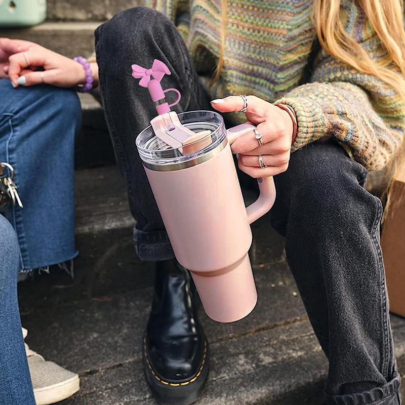 Roztomilé mašličky 10mm krytky na brčka pro Stanley Tumbler Cup příslušenství velký průměr silikonové prachotěsné krytky na brčka opakovaně použitelné