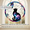 Galaxy Cat & Butterfly Sun Catcher. Painted glass decor for garden, office, room. Ideal gift.