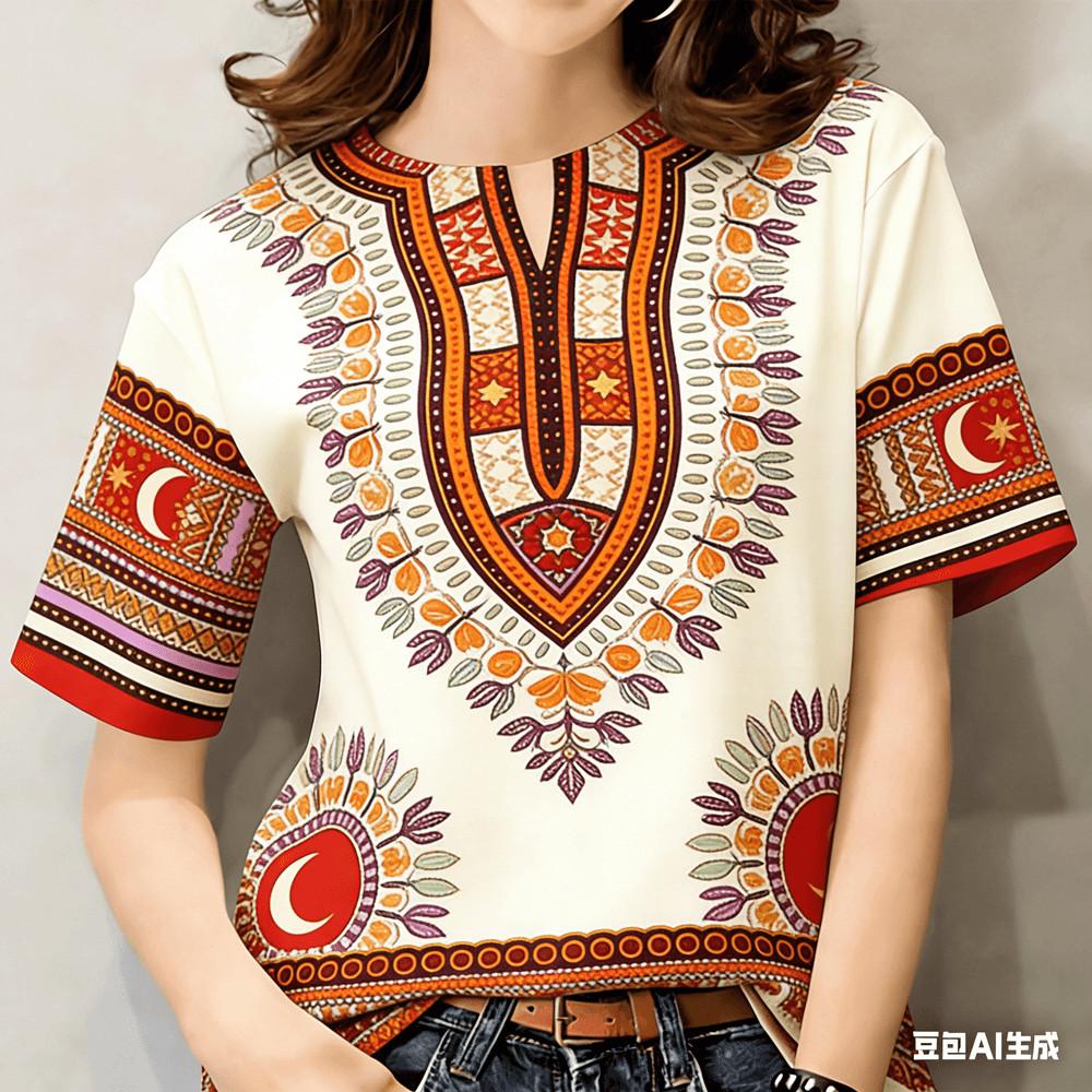Casual printed short sleeved T-shirt | Women s fashionable versatile top XXS