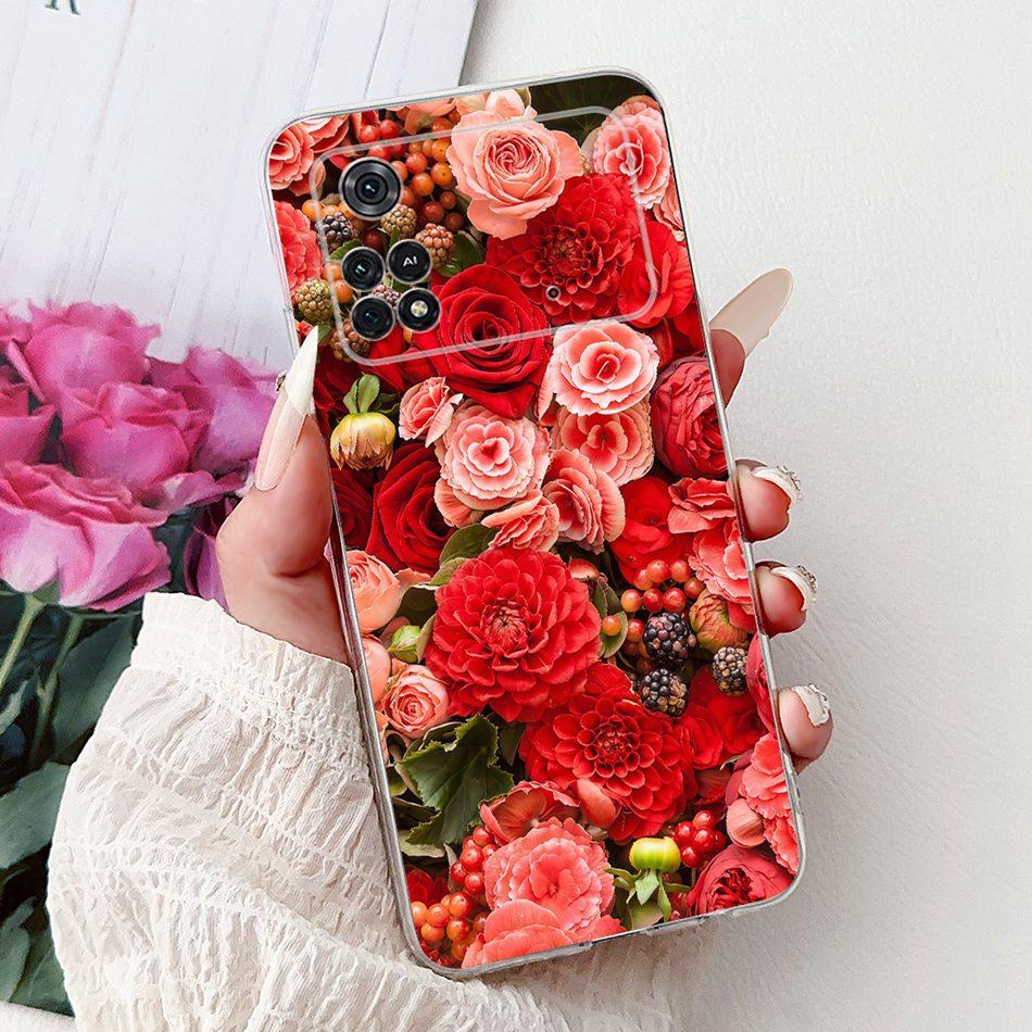 For Xiaomi Poco M4 Pro Elegant Floral Butterfly Phone Case For Xiaomi Poco M4 5G PocoM4 Pro 5G 4G Soft Silicone TPU Cases