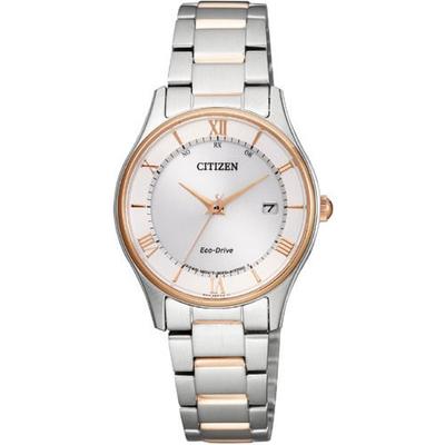 Citizen ES0002-57A ( Ur CITIZEN COLLECTION Eco-Drive radiostyret Tyndt Kombinationspar Model Lyserød Guld Dame)