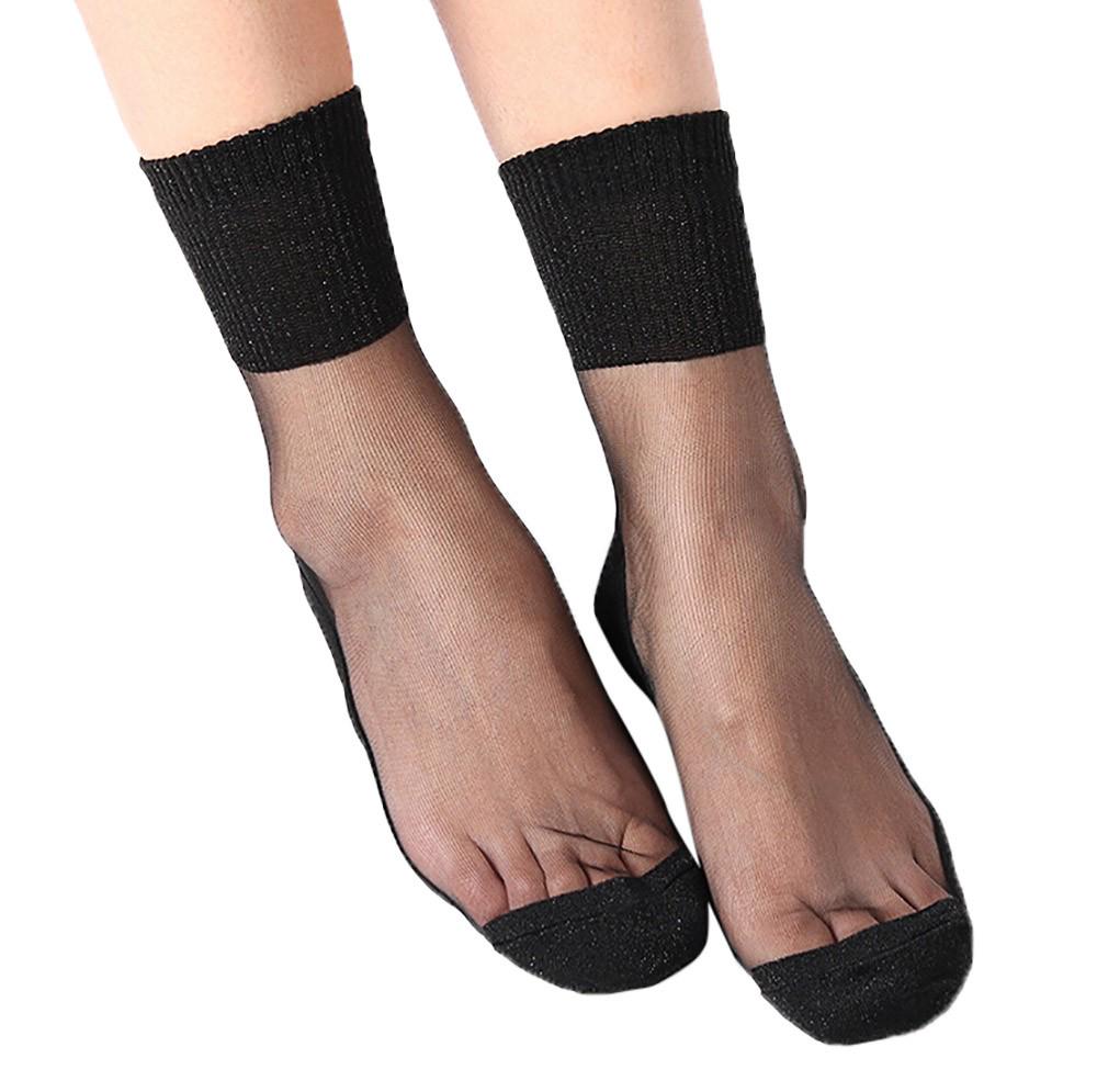

Summer Women Ladies Sheer Silky Glitter Transparent Long Stockings Socks