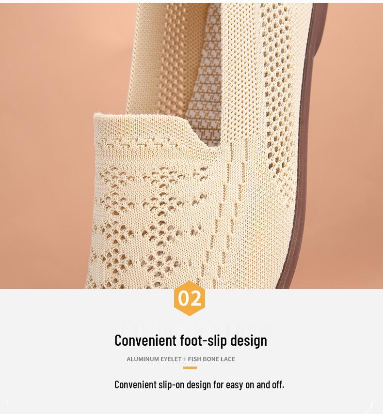 Women's Wide Fit Soft Sole Hollow Flyknit Mesh Shoes for Spring/Summer