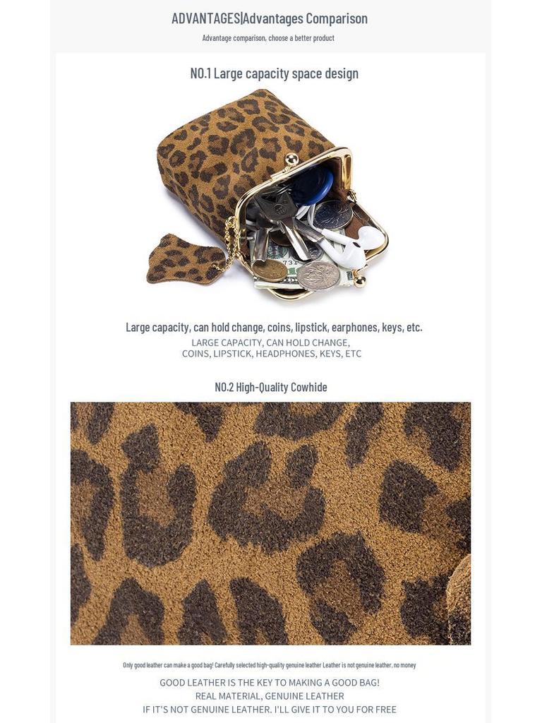 Genuine Leather Mini Leopard Print Coin Purse – Multi-functional Storage Bag for Women