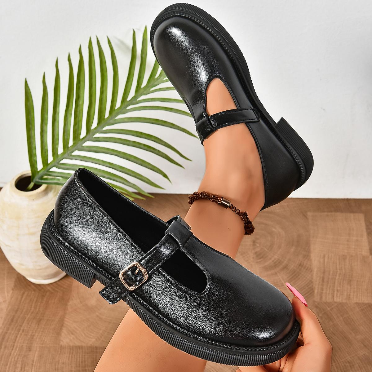 

Женские кроссовки однотонные туфли Мэри Джейн на платформе женские повседневные кроссовки с пряжкой на ремешке женские туфли на толстой подошве для студенческой формы 38