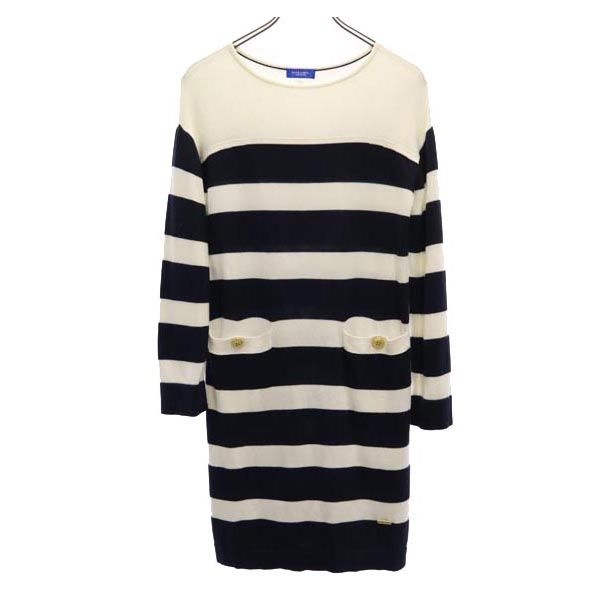 BLUE LABEL CRESTBRIDGE Sanyo Shokai Border Long Sleeve One Piece 38 Women Used