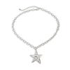 OT Buckle Pentagram Pendant Necklace Five-pointed Star Clavicle Chain Chunky Chain Necklace  Women